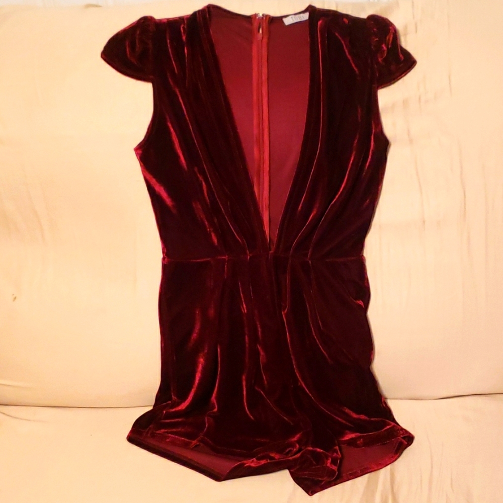 Classy Velvety Red Romper